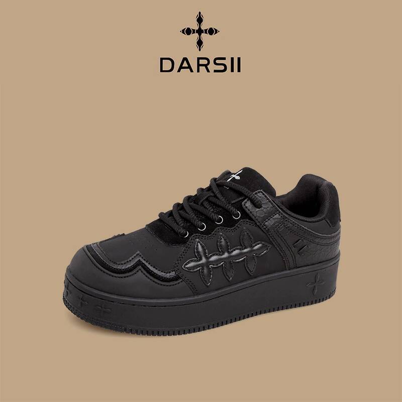 DARSII Fashion Versatile Thick-soled Casual Shoes Sneakers White Sneakers Skate Shoes Versatile Campus Anti-slip Wear-resistant Classic Height-increas