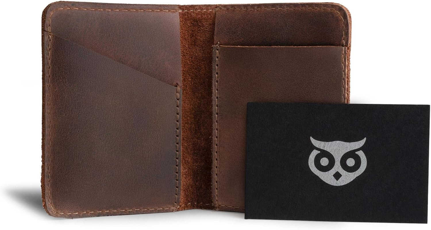 Wallet Slim Card Holder Minimalist Traveler Wallet Vintage Front Pocket Wallet Full Grain Leather Handmade Bourbon BrownZ250911