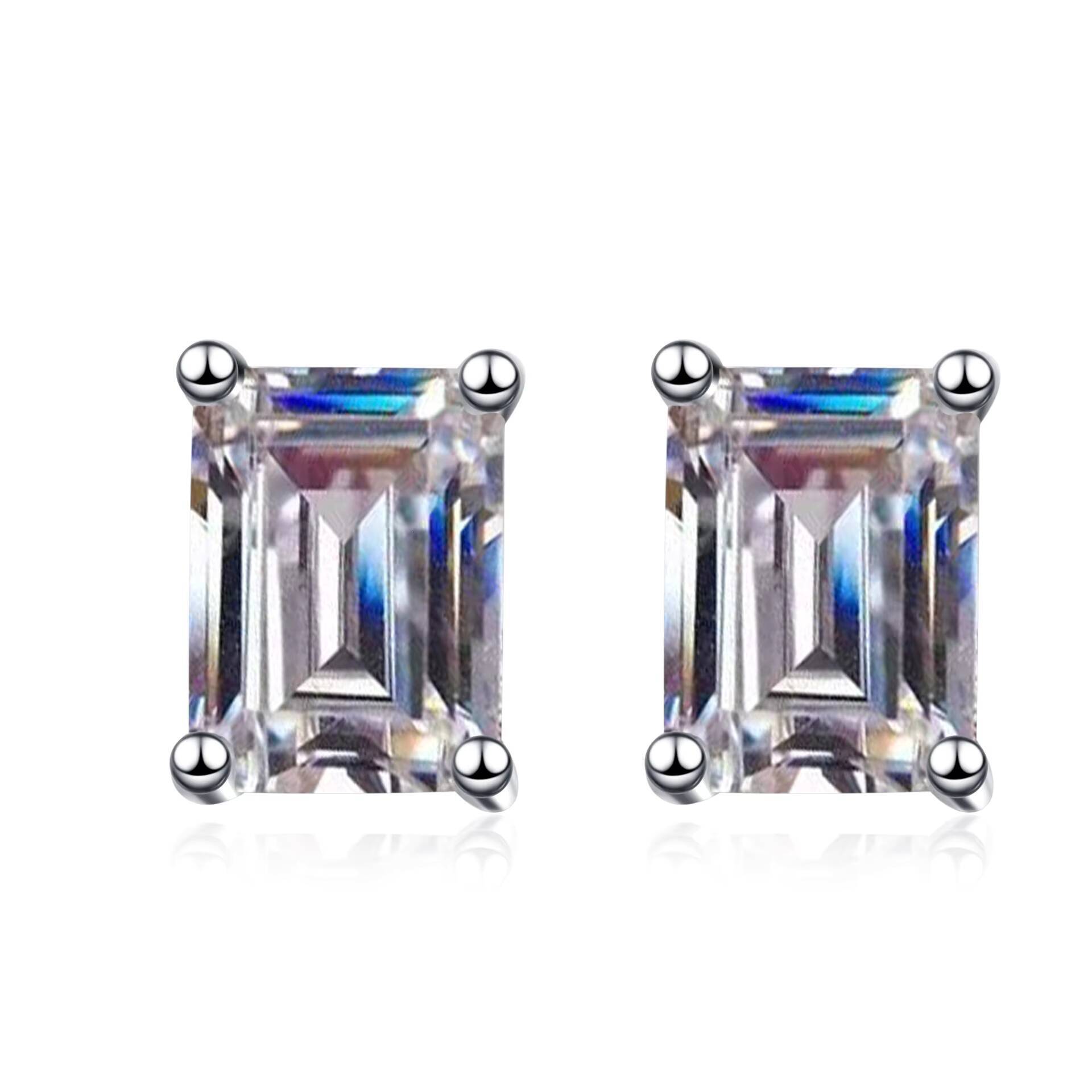 Made in China Elegant Earring S925 Sterling Silver baguette Shape VVS Moissanite Diamond Earring for Jewelry Present