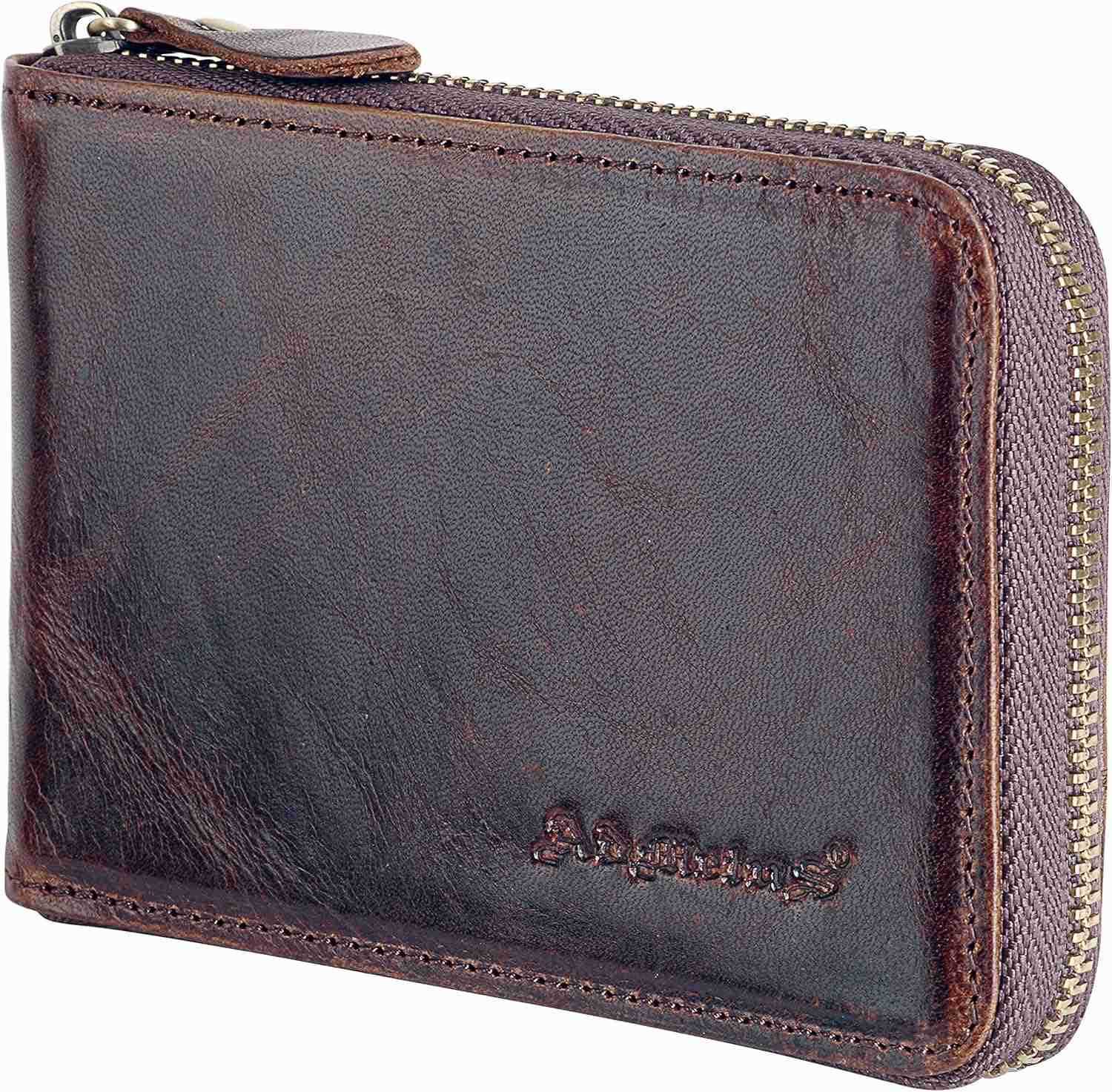 Mens Zipper Wallet Leather Bifold Wallets Slim RFID Blocking Zip Around CARD Holder Compact Small WalletZ250910