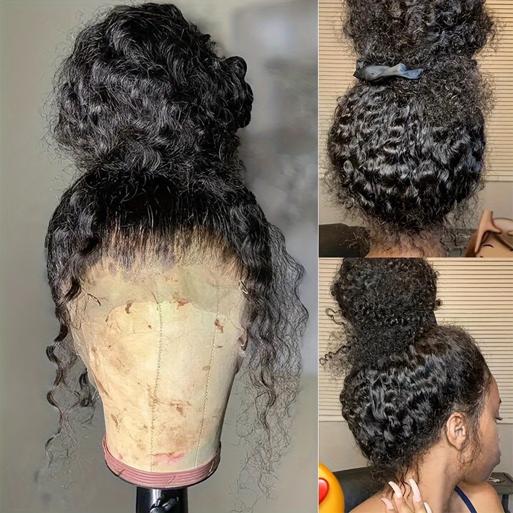 300% Density Invisible Strap Deep Curly Wave 360 Full Hd Lace Front Human Hair Wig Water Wave Lace Frontal Glueless Wig Wear And Go Synthetic 40 Inch