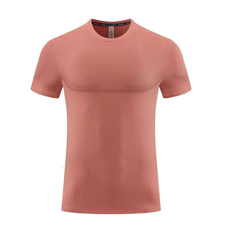 Men's Summer Quick-Dry Sports T-Shirt Breathable Lightweight Outdoor Fitness Solid Pattern