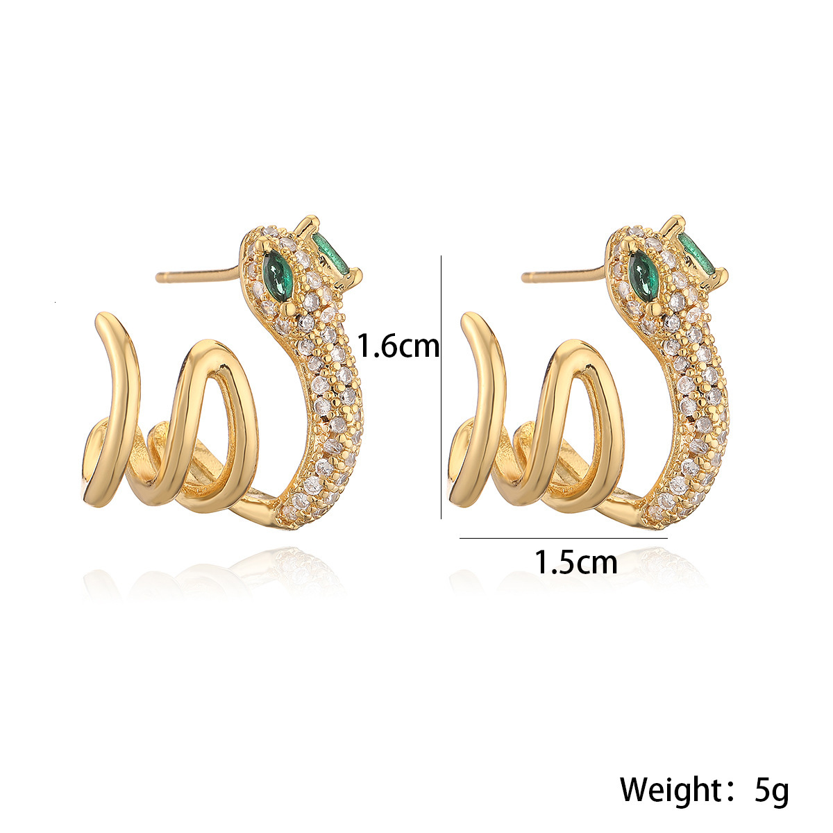 Earrings quality Jewelry European And American Niche Light entry lux Copper Plated 18K Gold Zircon Snake-Shaped Earrings For Women Fashionable Persona