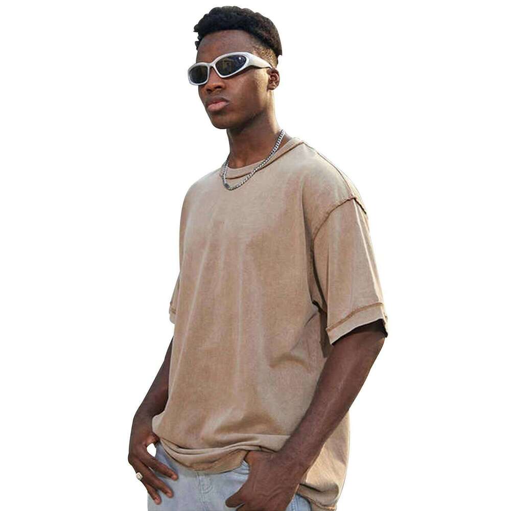 Designer Reverse Cut Unisex Luxury T-Shirt 100% Cotton Sweatshirt Oversized Streetwear Square Men's Acid Wash