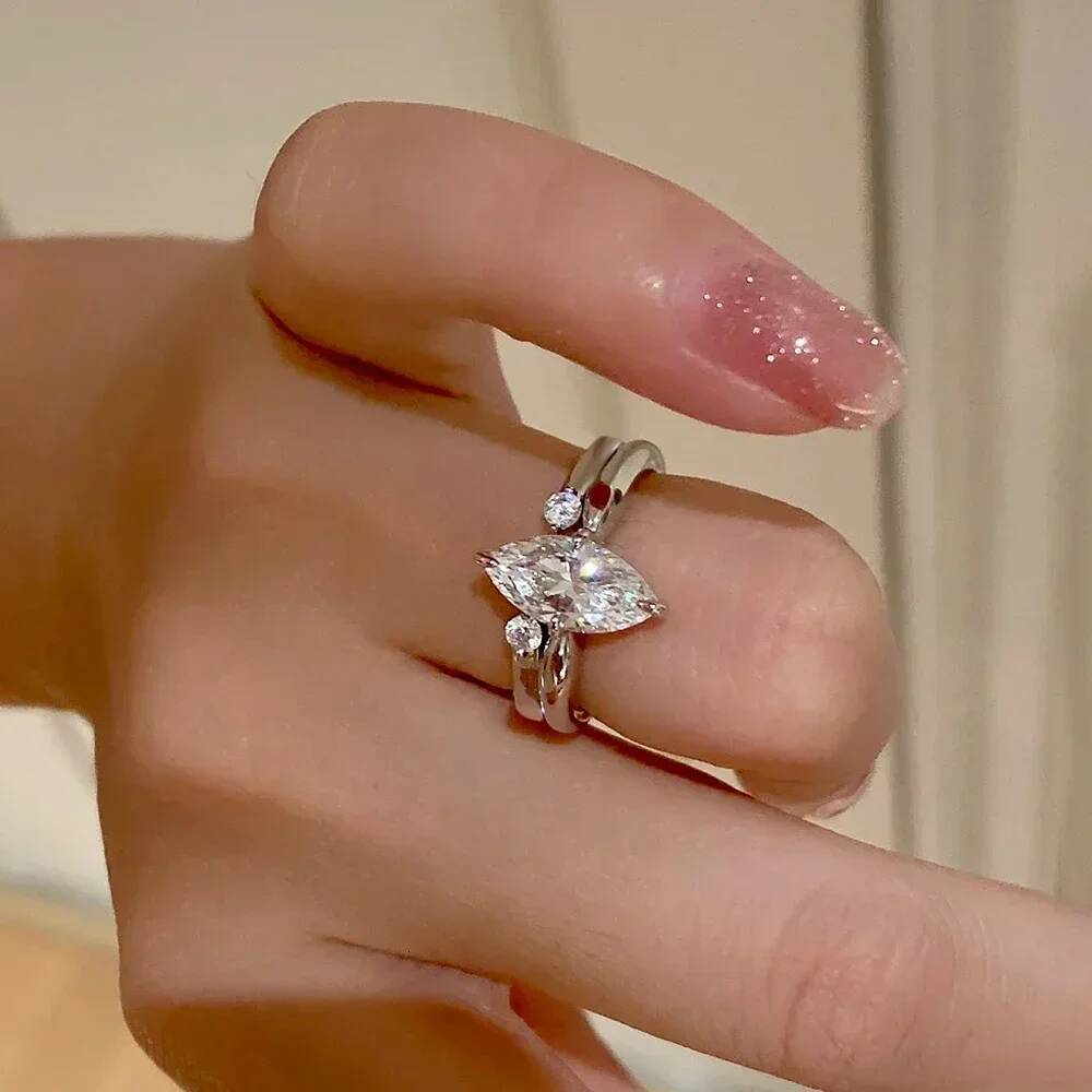 Gra Certified Full Moissanite Wedding Bridal Rings Set for Women 925 Silver Marquise Cut Diamond Engagement Ring Eternity Band