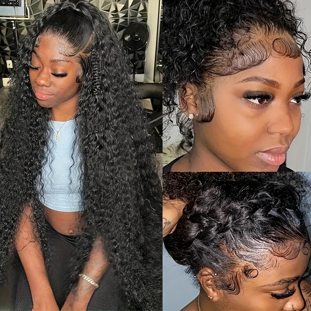 300% Density Invisible Strap Deep Curly Wave 360 Full Hd Lace Front Human Hair Wig Water Wave Lace Frontal Glueless Wig Wear And Go Synthetic 40 Inch