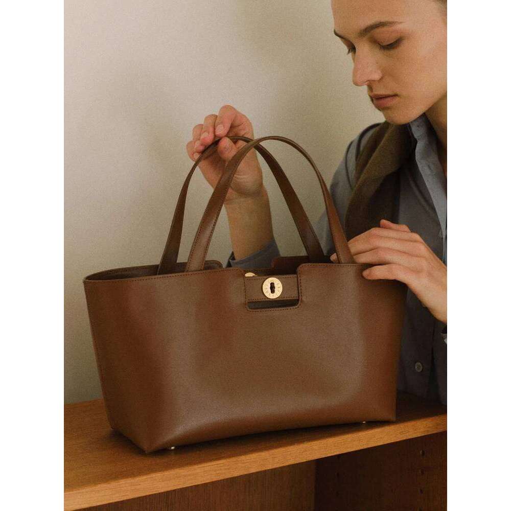 Retro Leather Handbag Women's Large Capaci Square Oulder Tote Bag Casual Faionable Canvas Magnetic Bule Cl...