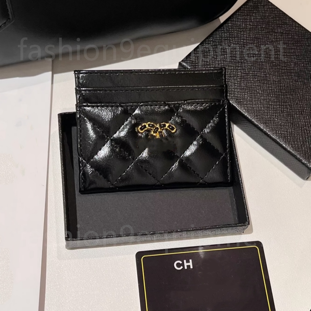 Top Luxury Designer Caviar Leather card holders Shining diamond 2C credit Card CHA Wallet vintage Short Case business card Purse Brown Women Men Key Coin Famous box 1
