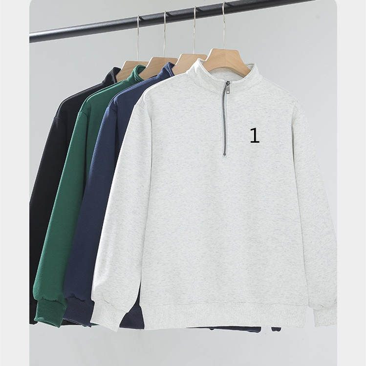 AD36 320g Stand Collar Half Zipper Sweatshirt Men Loose Versatile Pullover Men Women Sweater Trend Top D36