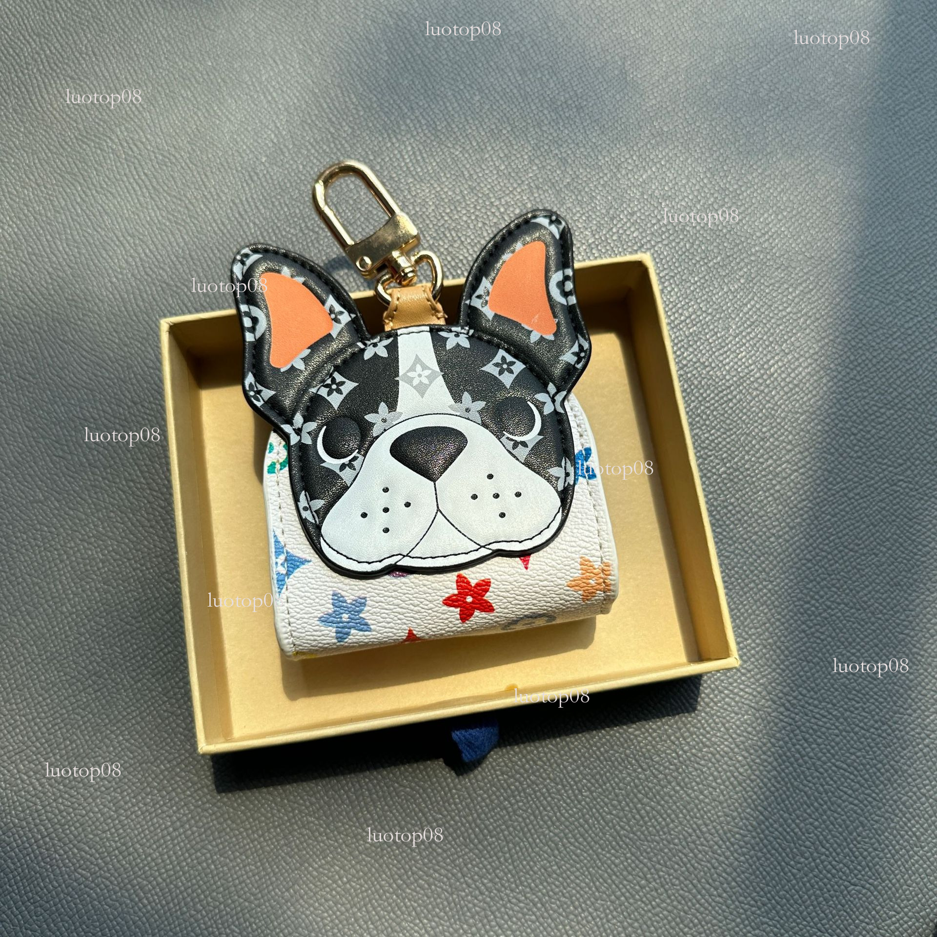 Fashion style new style Imitation leather cheek support mini bear french bulldog Cute dog earphone case lipstick bag keychain Luxurys designer