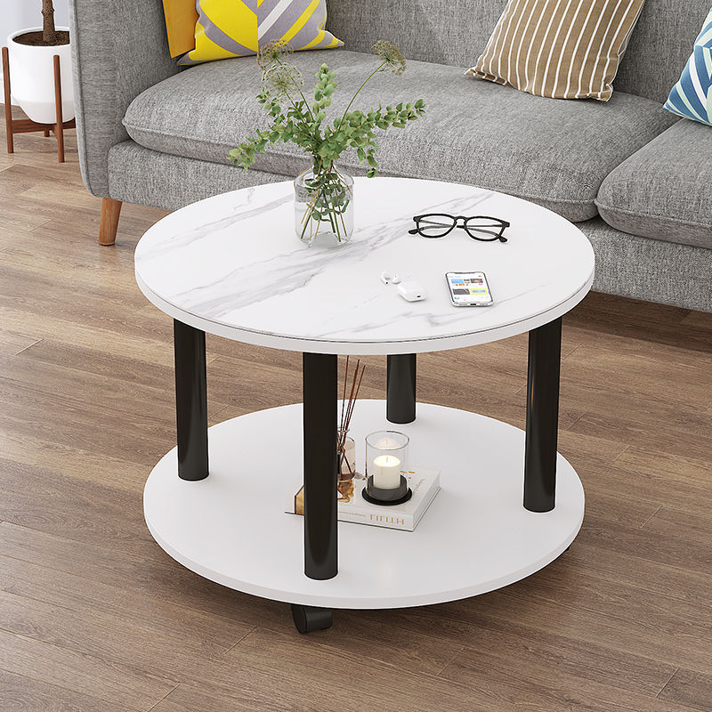 M9023 Wooden coffee table small apartment living room household side table drinking tea table with wheels