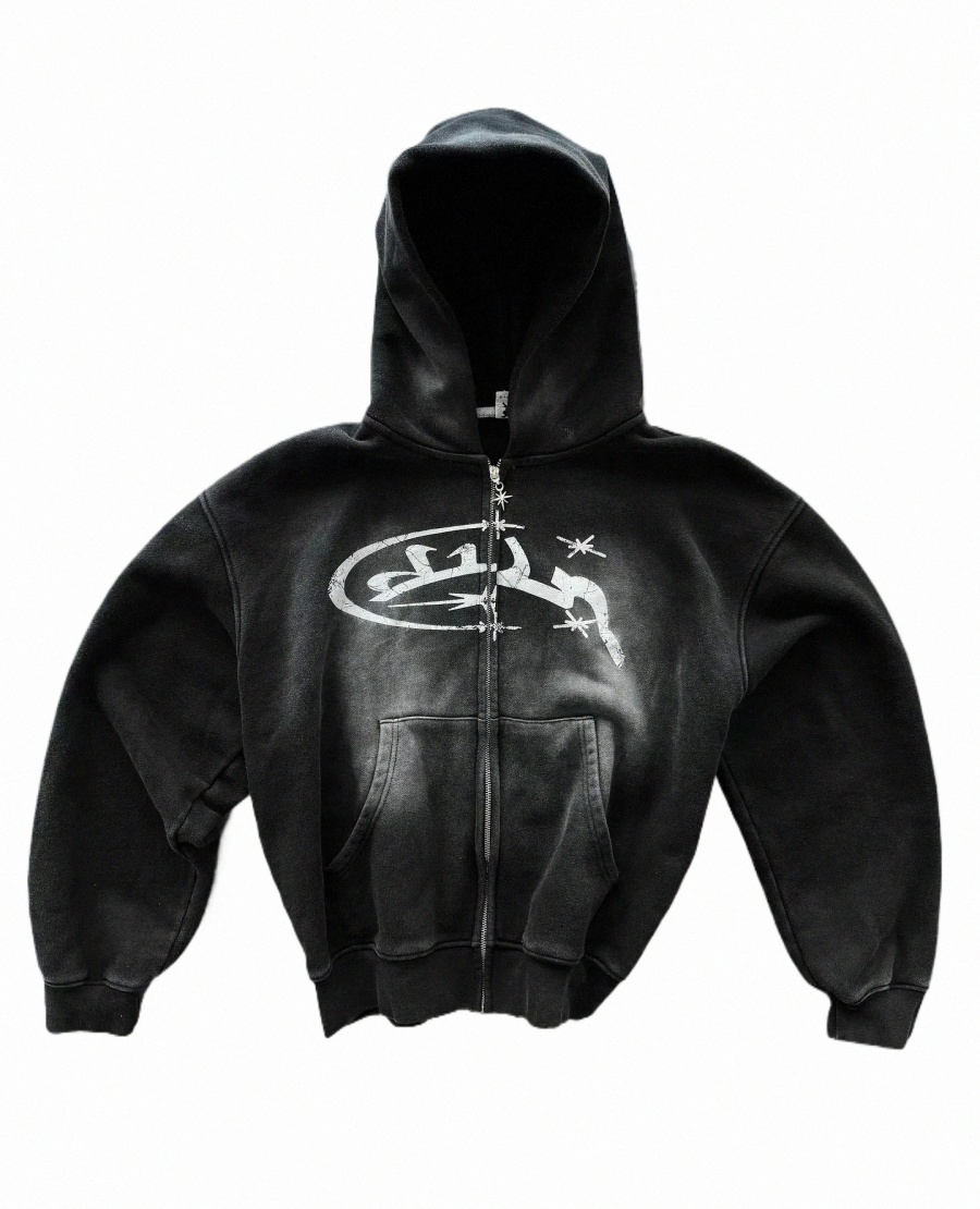 y2k Vintage Fashion Print Zip Up Hoodies Harajuku Hip Hop Long Sleeve Coats Loose Hooded Sweatshirt Men and Women Streetwear 240920 U7De#