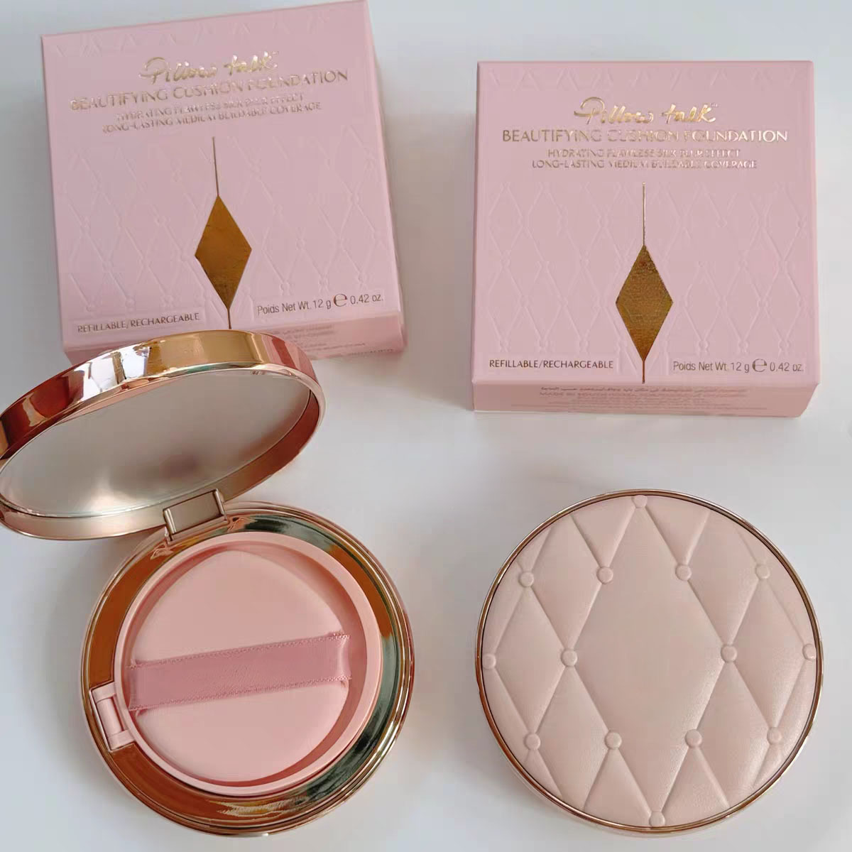 2026 New Face BEAUTIFYING CUSHION FOUNDATION 12g HYDRATING SILK BLUR EFFECT Makeup long lasting medium BUILDABLE COVERAGE Pressed Powder Palette 1N 2N