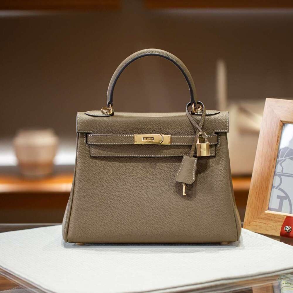 High-End Luxury Genuine Leather Inner Seam Top Layer Togo Cowhide KL High-end Crossbody Handbag Women's Fashion Genuine Leather Bag