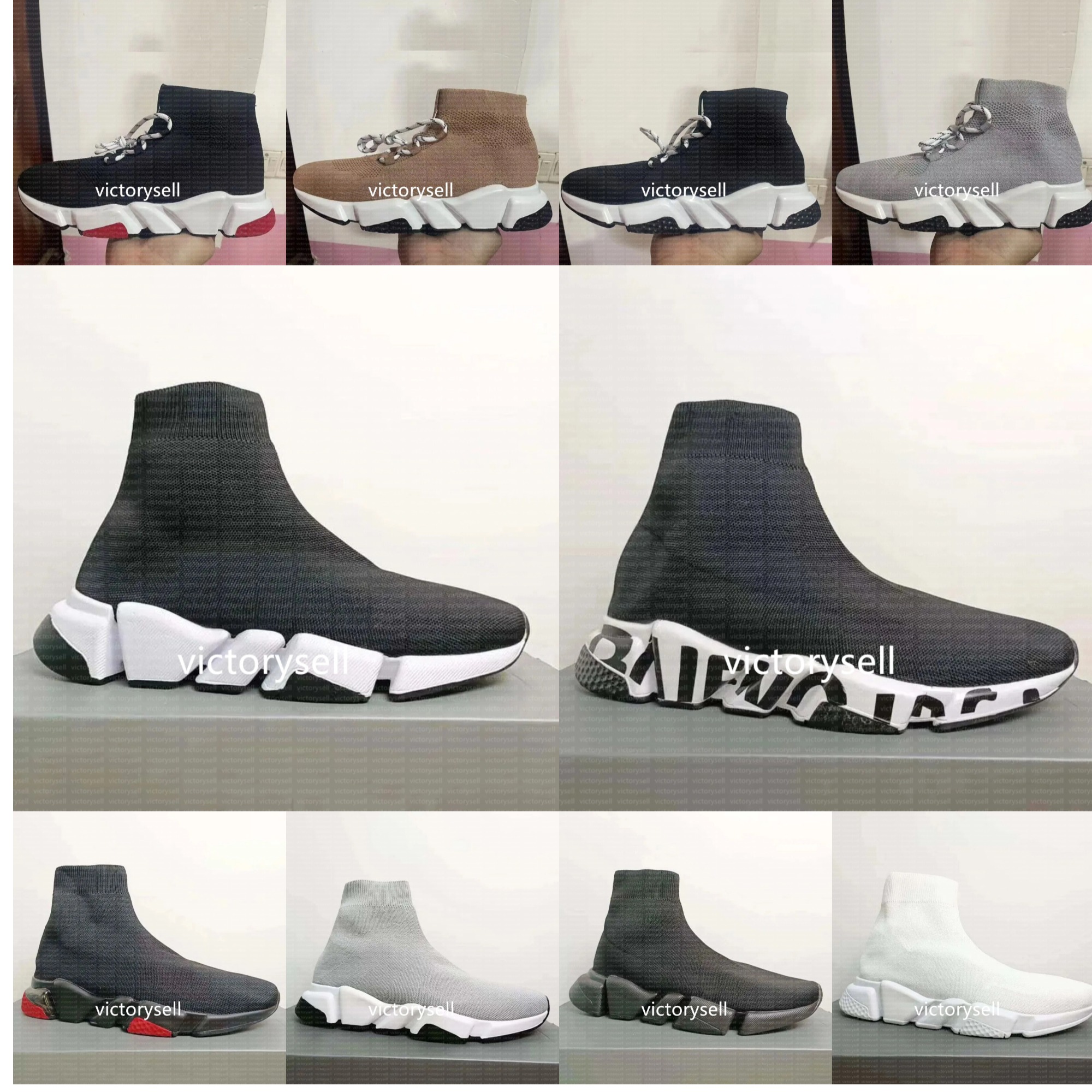 Designer shoes sneakers for men women Casual shoes Platform Men Woman Shiny Knit Speed Trainer Runner Sneaker Sock Shoe Speeds Booties Eur35-45