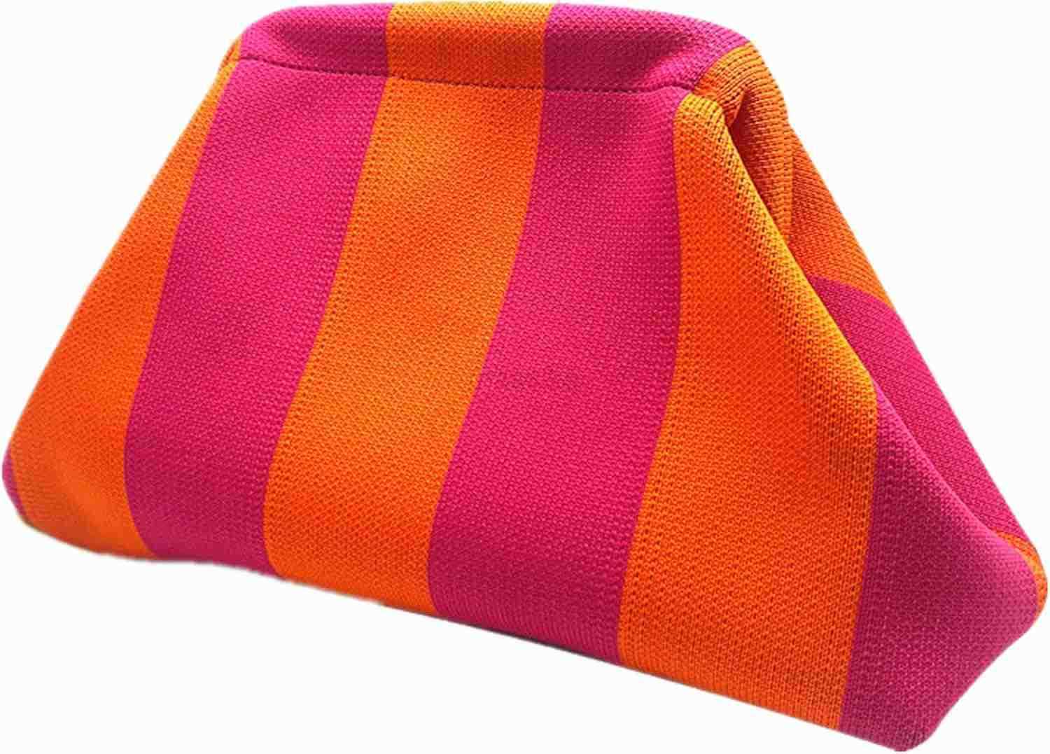 Clutch Purses for Women 2025 Summer Beach Woven Crochet Bag Dumpling Striped Ruched Cloud Purse Evening Handbag M250902