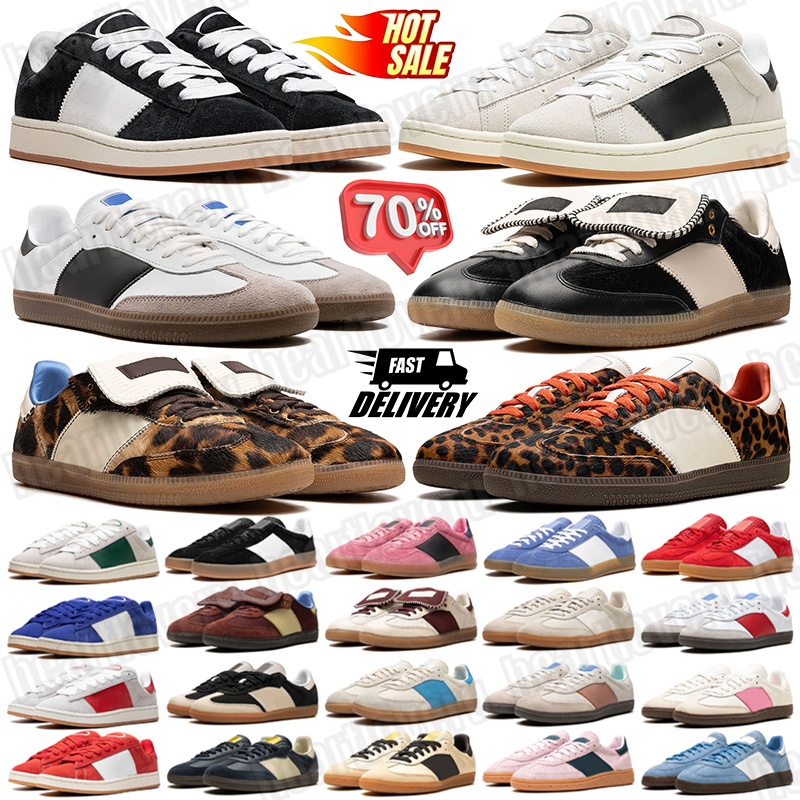 free shipping campus Mens shoes White Leopard Core Black Silver Canvas rubber sneakers Metallic Cracked Leather breathable Outdoor shoe Womens trainers