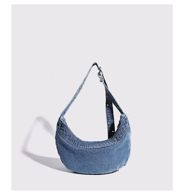autumn new women s underarm atmosphere bag niche design retro washed denim bag fashionable light luxury designer shoulder bag