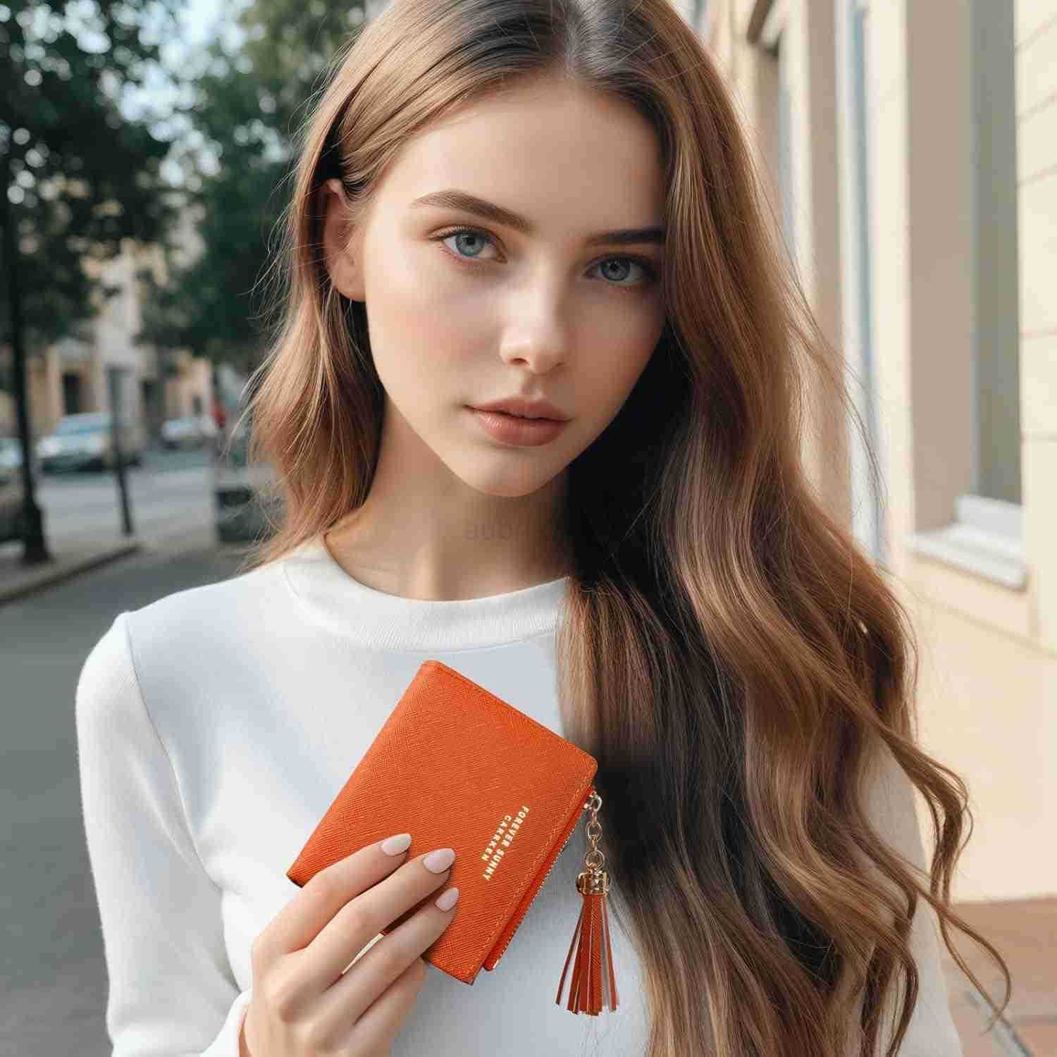 Womens Wallet Cute Elegant Long Slim Card Holder Case Minimalist Coin Purse Thin Tassels Zip Clutch Wallets for Girls LadiesZ250911