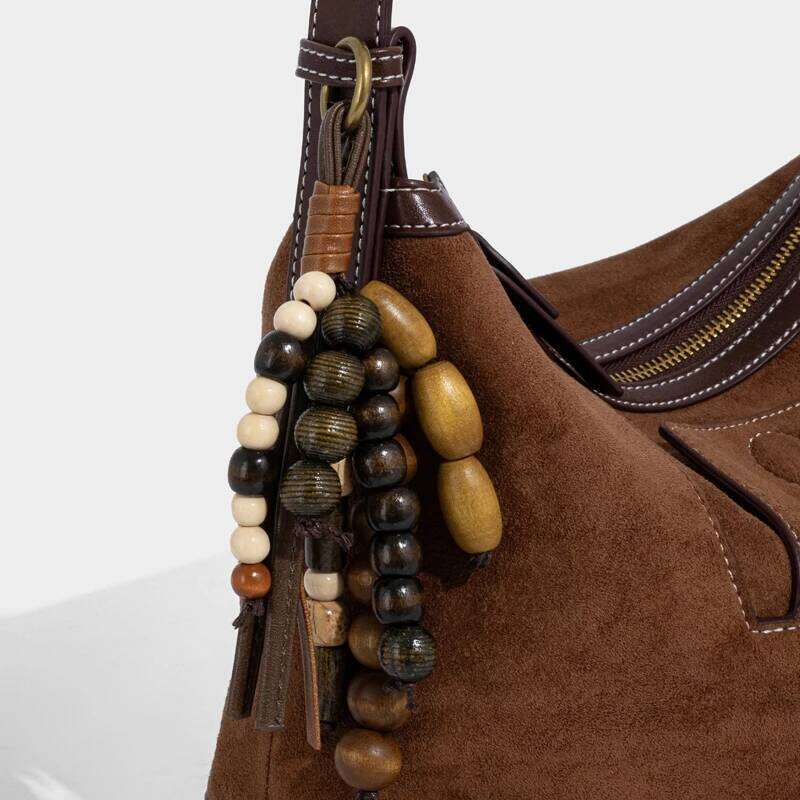 Faux Suede Hobos Bags For Women Designer Handbags And Purses 2025 New In Vintage Button Beaded Pendants Underarm Shoulder