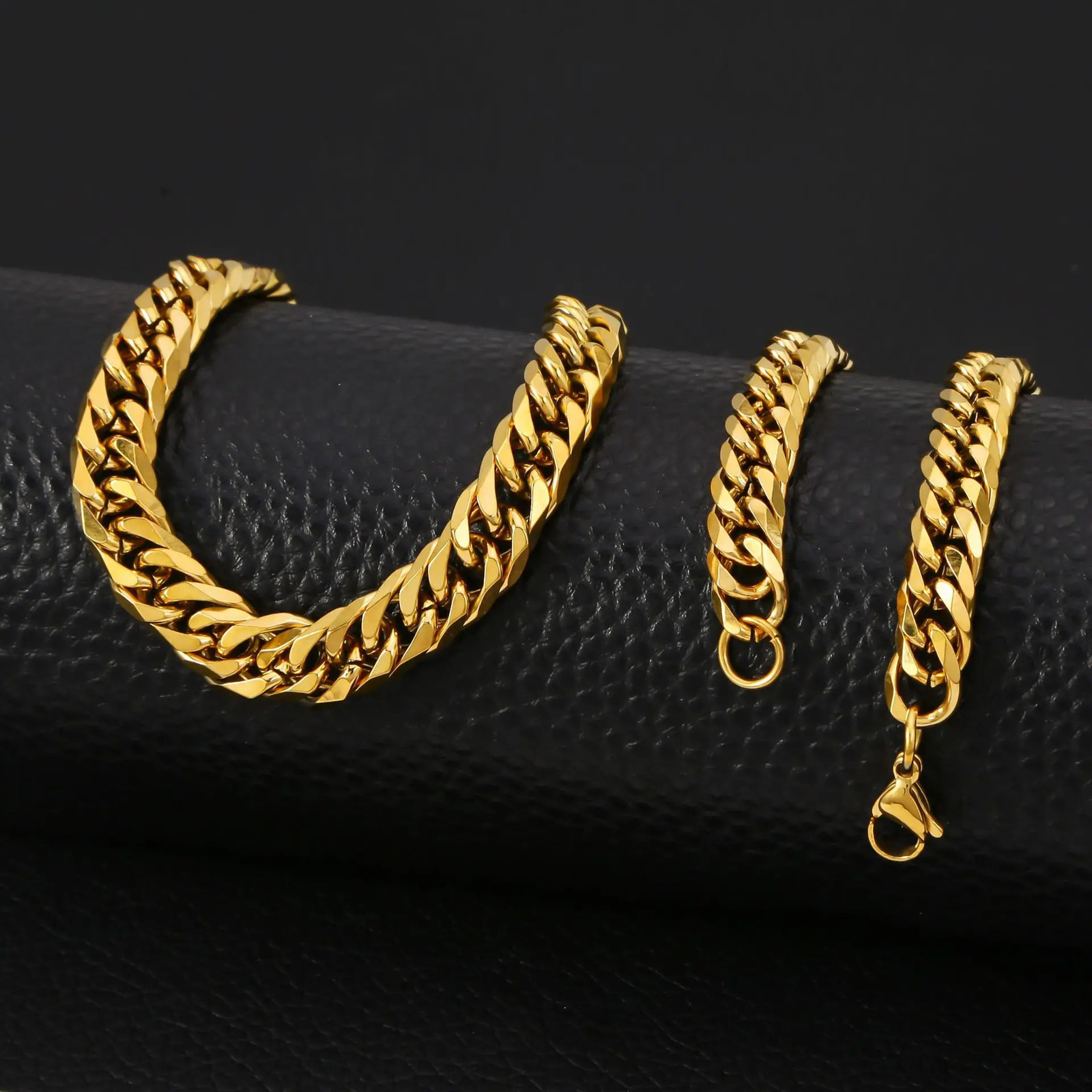 Starry39mm y Miami Curb Chain Bracelet for Men Stainless Steel Cuban Link Wristband Classic Punk Heavy Male Jewelry 250901