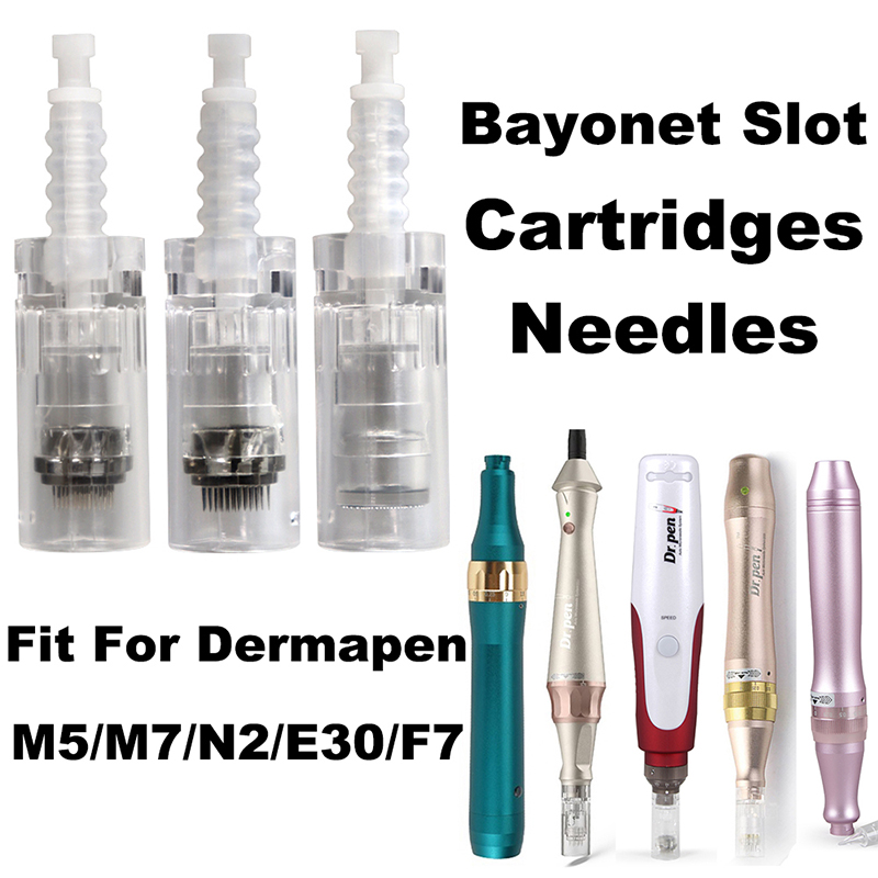 100PCS Bayonet Cartridge Micro Needles Microneedling For Dermapen Electric Dr Pen N2 M5 M7 E30 Nano 3D 5D Needle 1 3 5 7 9 12 24 36 42 Pins Replacemen
