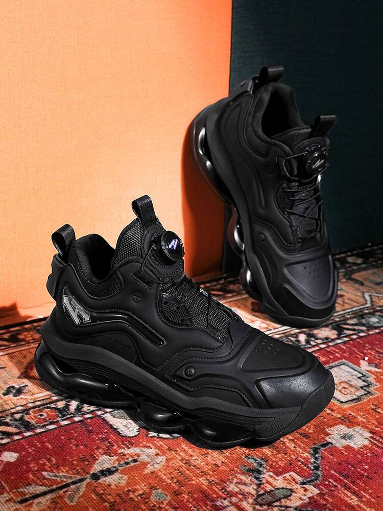 Black Sneakers Autumn Winter New Casual Men's Thick Sole Shock Absorption Cushion Running Office Commute Trendy Shoes