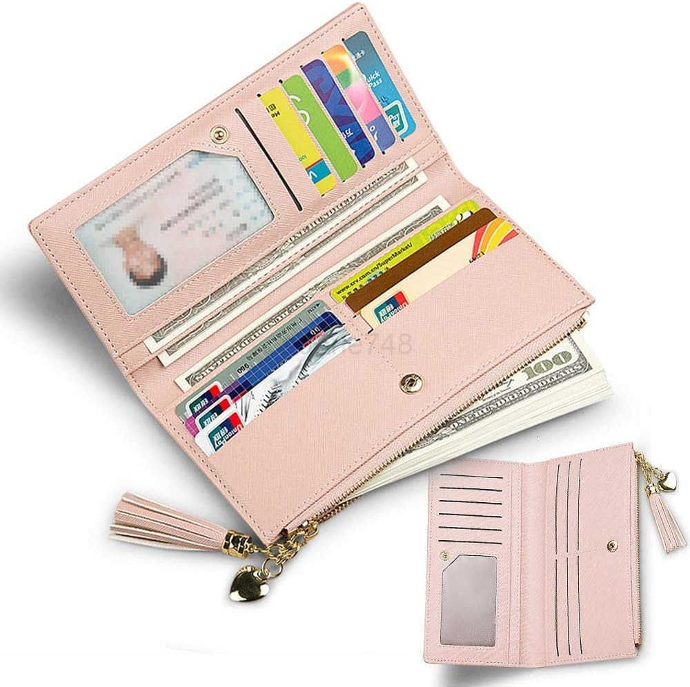 Womens Wallet Cute Elegant Long Slim Card Holder Case Minimalist Coin Purse Thin Tassels Zip Clutch Wallets for Girls LadiesZ250911
