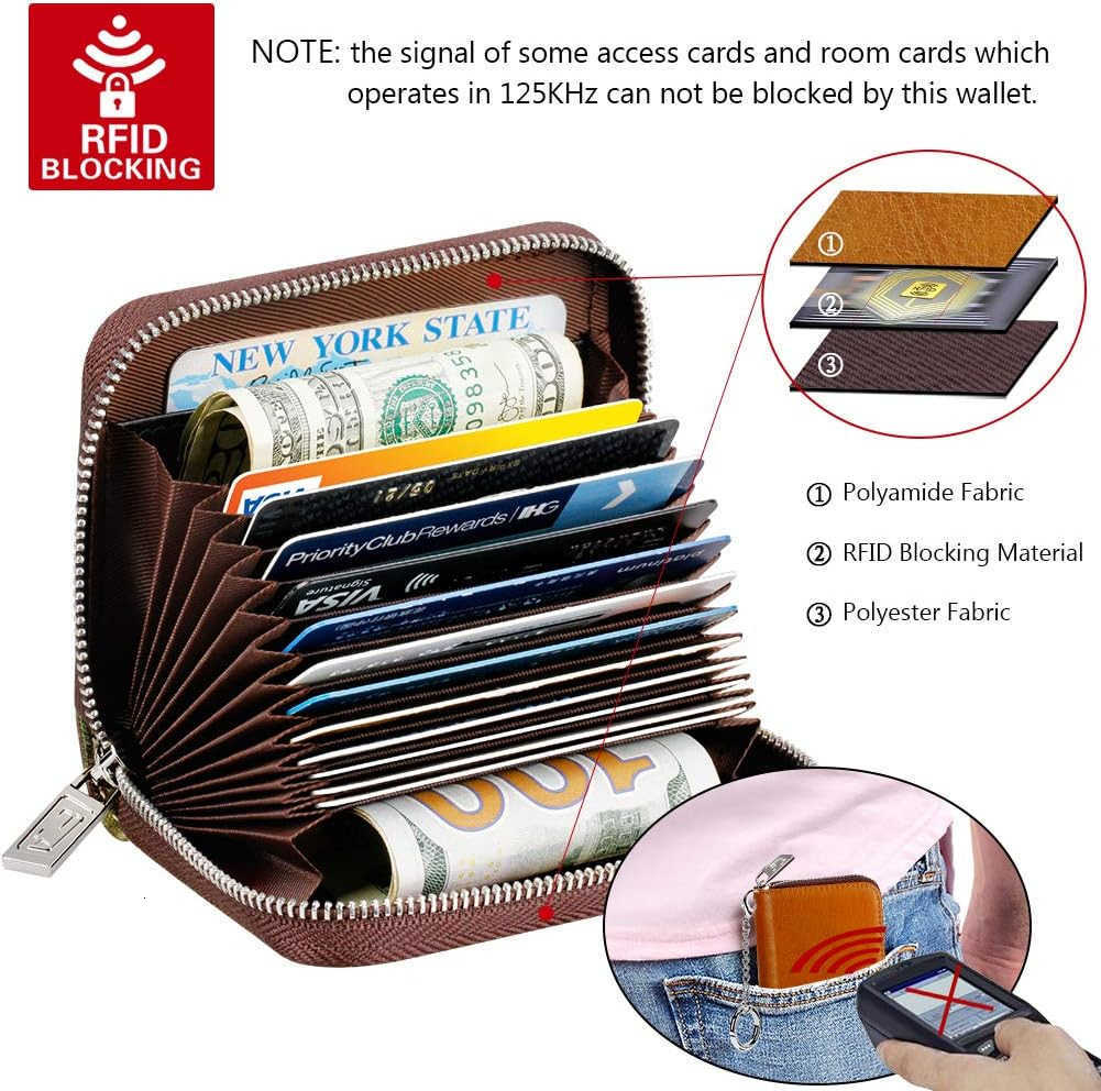Zipper Wallet Women RFID Blocking CARD Wallet Business Card Holder Compact Size KeyChain WalletZ250911