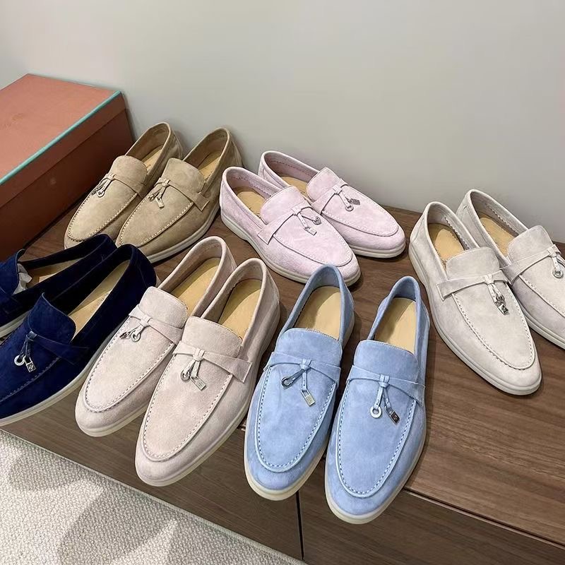 Designer shoes Summer Walk Charms Real Leathers Suede Sandals Loafers womens mens Shoes Leather Slip on Flats Women Designers Sneakers Size EUR35-46