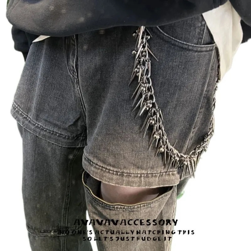 Punk Hip Hop Black Gun Plated Rivet Metal Biker Pants Chain Male Woman Fashion Rock And Roll Accessories Retro Key Chain250901