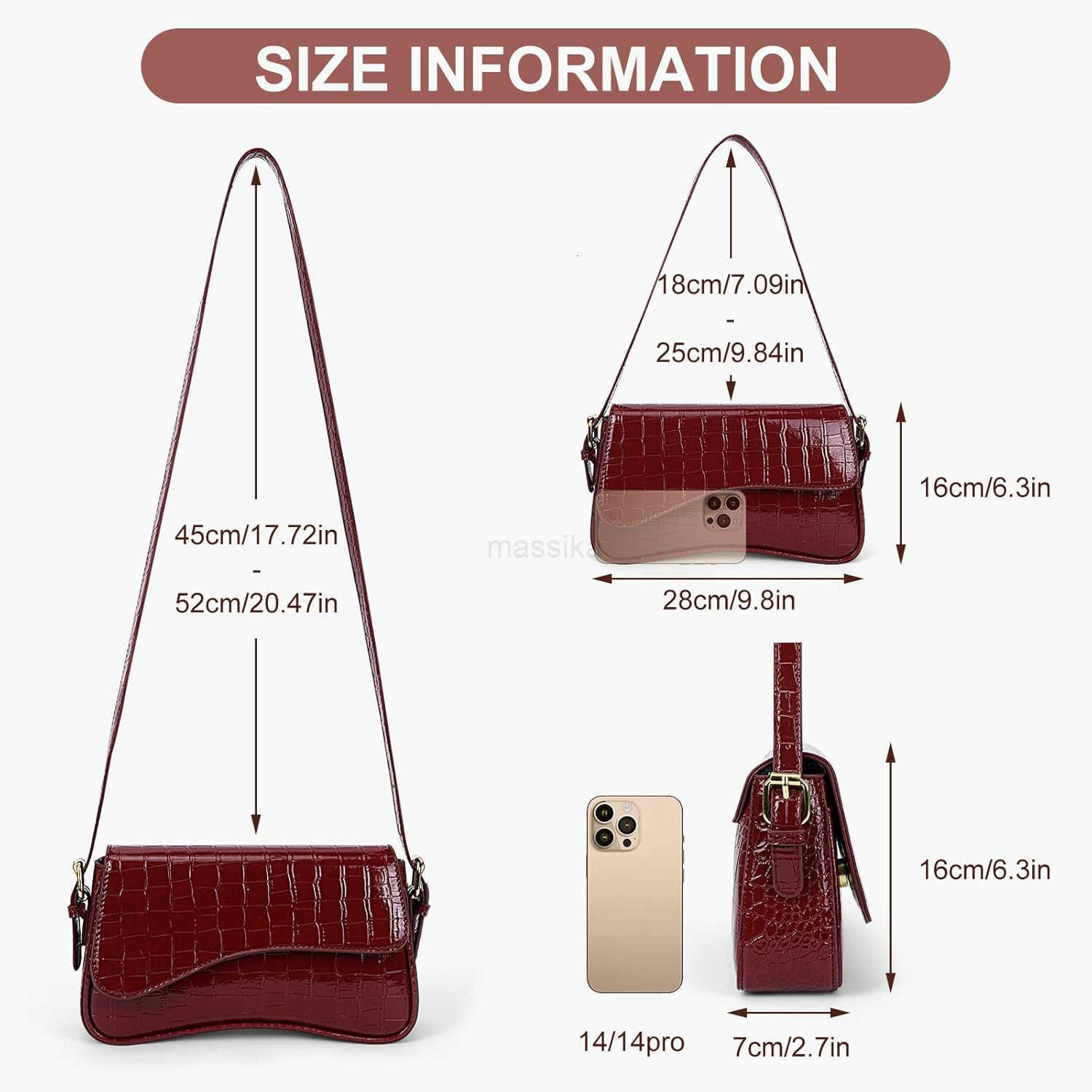 Small Shoulder Bag Y2K Purses for Women Crocodile Handbag Clutch Purse Classic Crossbody Bag Satchel Purse M250910