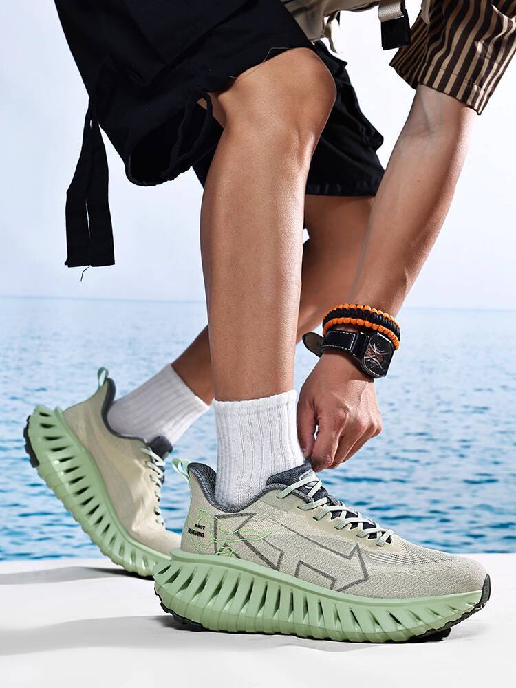 Men's Breathable Mesh Running Shoes with Cushioning for Comfort - Spring/Summer Casual Sneakers