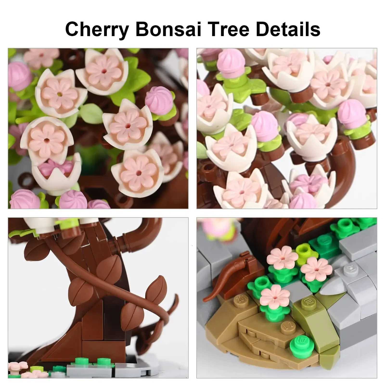 Mini Plant Bonsai Building Block Flower Plant Cherry Blossom Tree Potted Bouquet Model Bricks Home Decoration Toy For Kids Gifts G250902