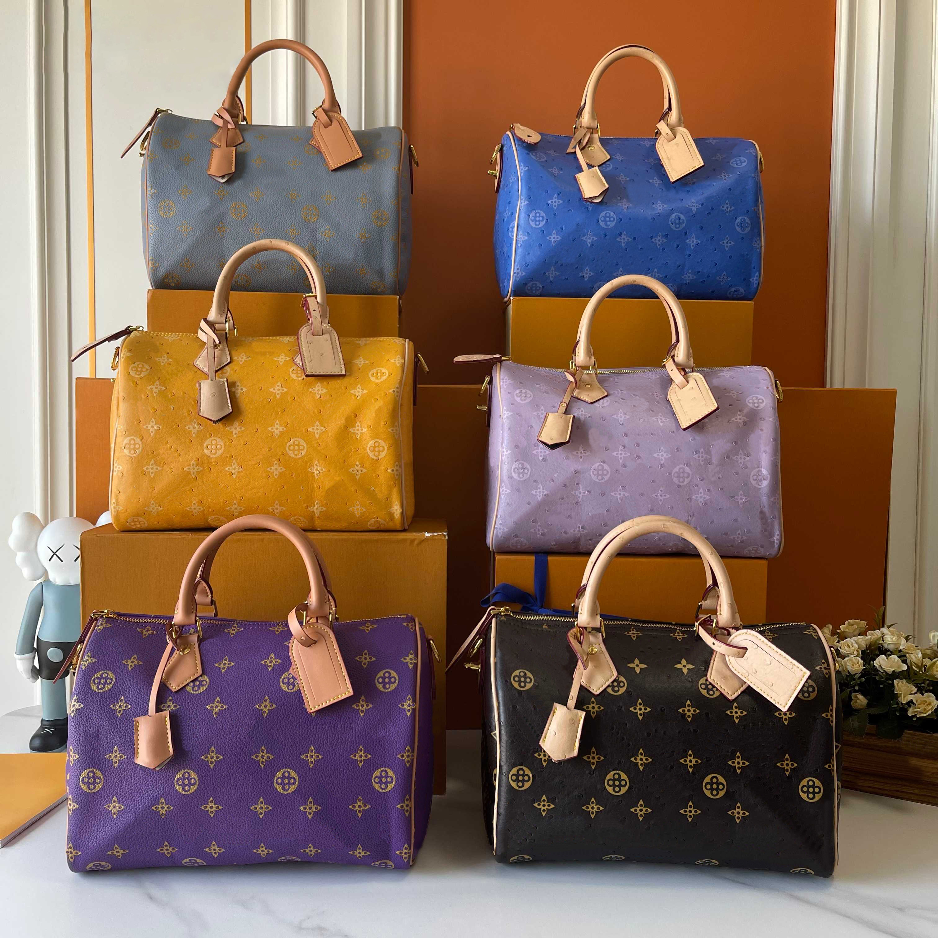 Designer bags Luxury SP 30CM Boston leather Bag Totes Handbag Shoulder Bags Crossbody Higher Quality P9 Pouch Purse Soft 30 Pillow 30x25x20cm blue+White flower