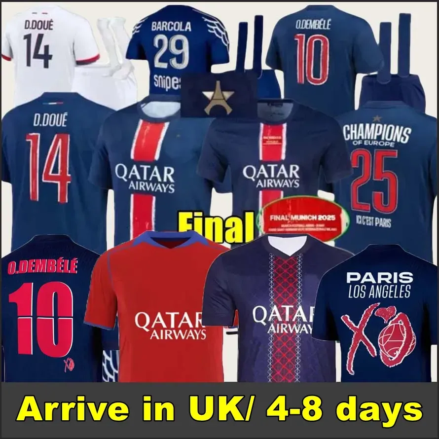 Maillot fourth Soccer Jerseys DEMBELE HAKIMI 25 26 enfants 2025 football shirts Men kits kids Equipment uniforms VITINHA CHEVALIER doue JOAO NEVES final ZABARNYI