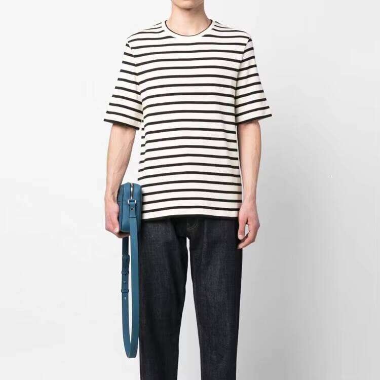 Heavyweight T-Shirt Men Designer Striped Oversized Pour Hommes High Quality 220 Gsm Cotton