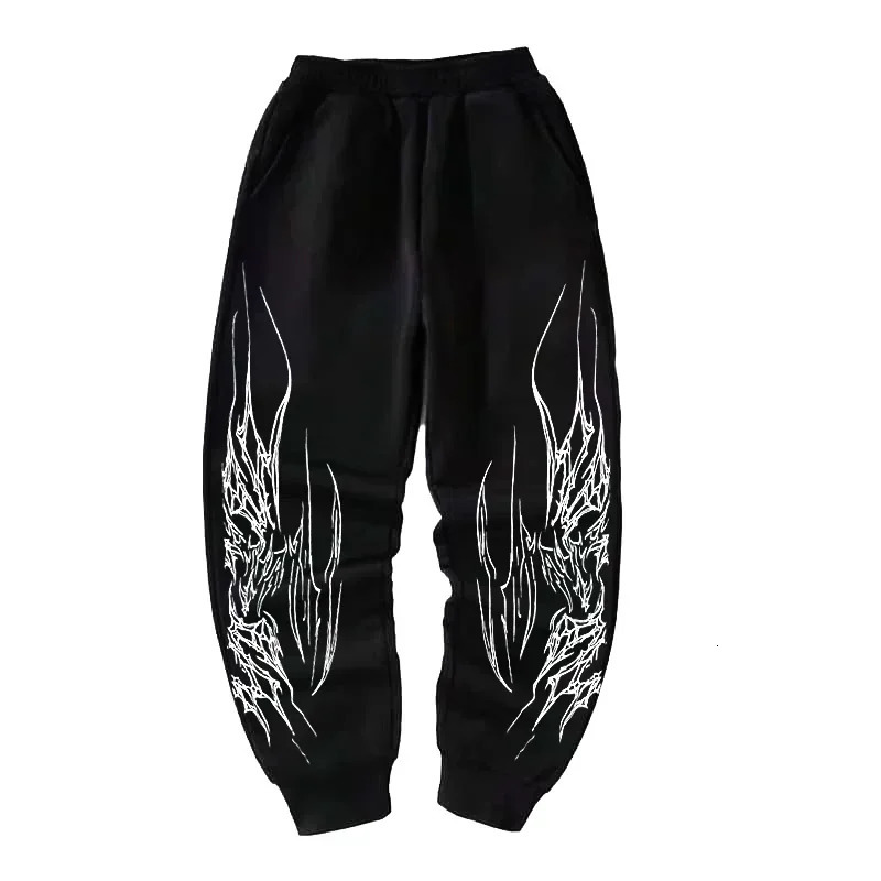 American Retro HipHop Pop Loose Leggings Mens Y2K Harajuku Gothic Casual Joker Fitness Pants Jogging Pants Street Wear 250902