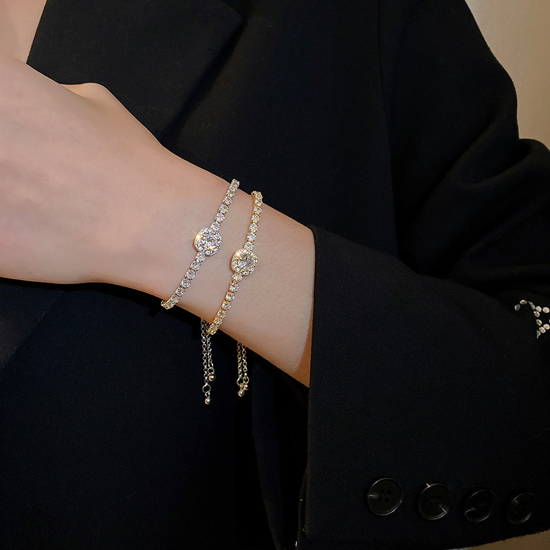 Trendy Design Geometric Inlaid Dia Ins Style Simple Elegant Best Friend Bracelet Internet Celebrity Personality Versatile Jewelry - view 3
