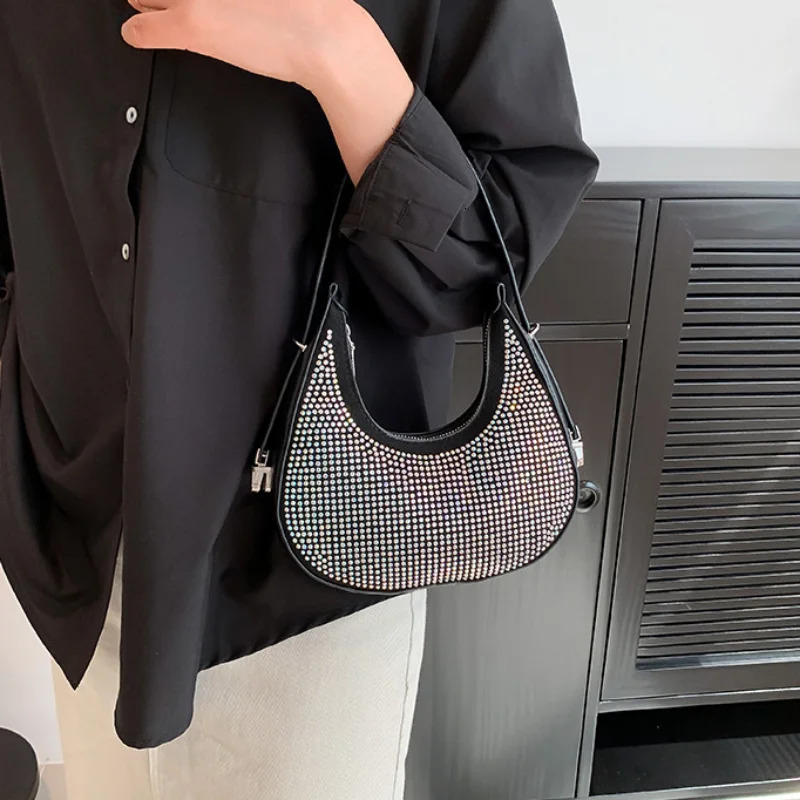 Chain Diamonds PU Leather Crossbody Bags for Women Summer Shoulder Handbags Female Solid Color Cross Body Bag 250901