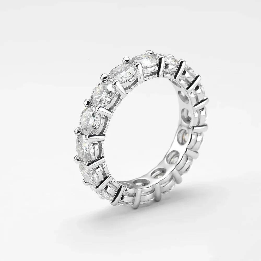 22 CT Moissanite Eternity Rings for Women Men 925 Sterling Silver Plated 18k Yellow Gold Diamond Engagement Ring Wedding Band