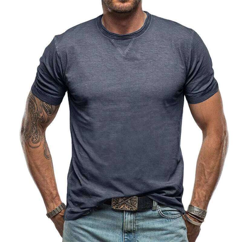 Men's Comfortable T-Shirt 180g Knitted Fabric Round Neck Short Sleeve Solid Color Muscle Breathable Casual Outdoor Commuting
