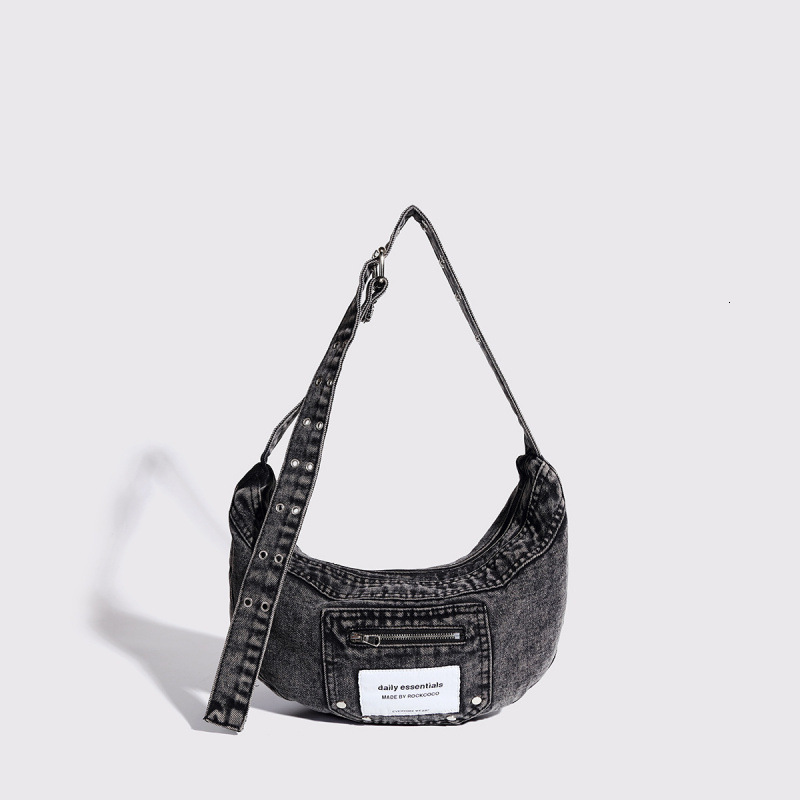 autumn new women s underarm atmosphere bag niche design retro washed denim bag fashionable light luxury designer shoulder bag