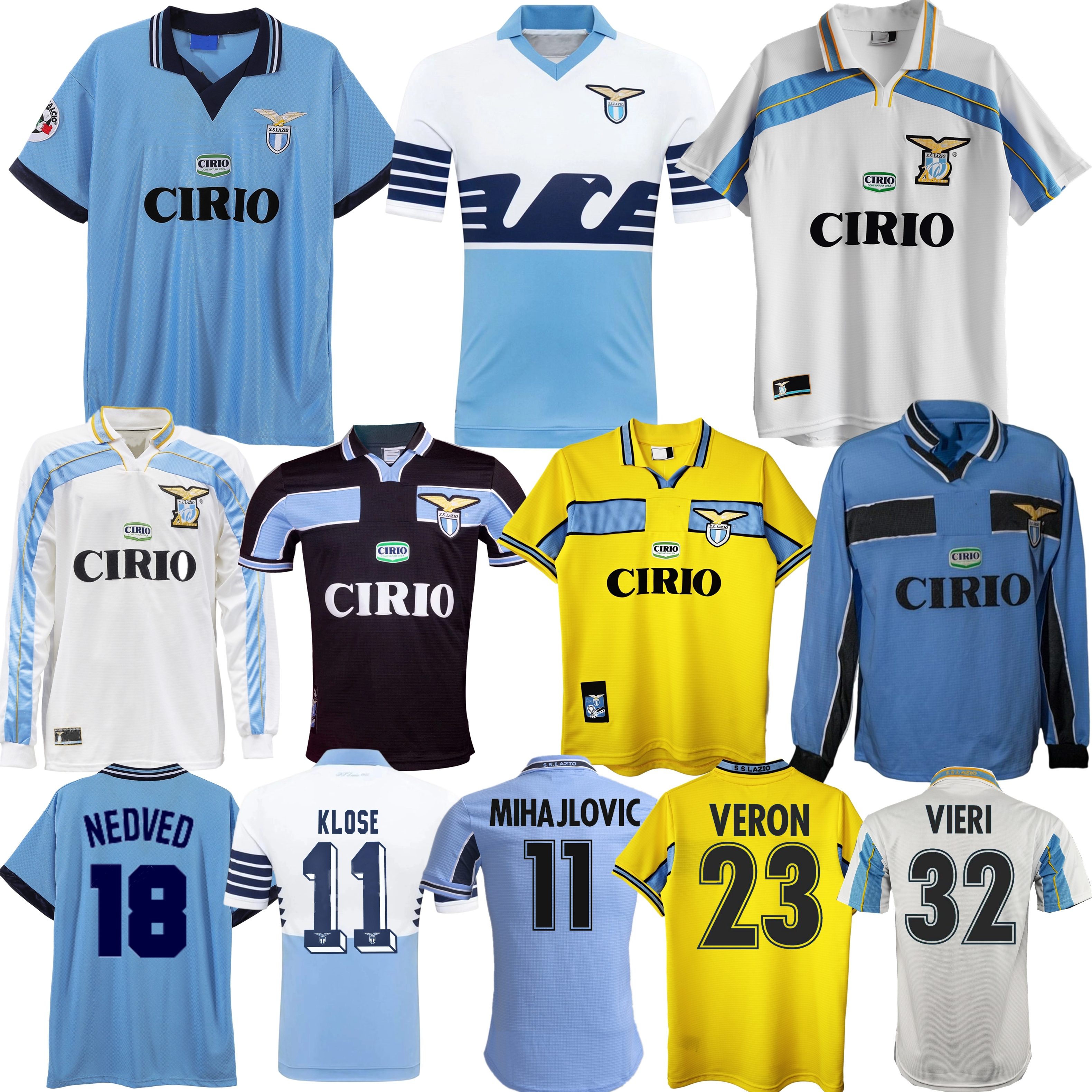 1996 1998 1999 2000 2001 Lazio retro soccer jerseys Vieri SALAS MIHAJLOVIC VERON STANKOVIC MANCINI NESTA NEDVED 14 15 16 Klose SIGNORI vintage football shirt