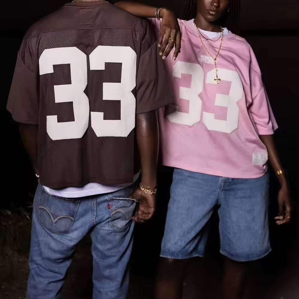 Men's V-Neck Football Sports Shirt T-Shirt Quick-Dry Heavyweight Square Puff Print Mesh 100% Polyester Knit