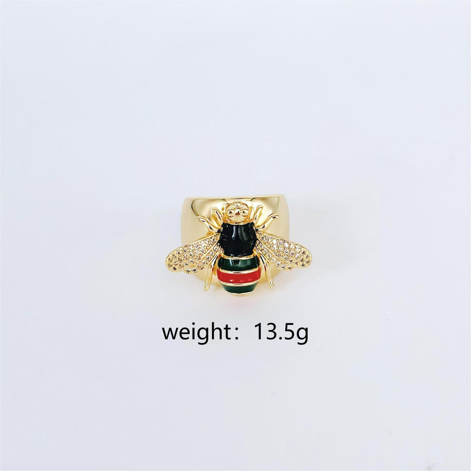 Gold Bee Bracelet Ring Set Enamel Rhinestone Jewelry for Women's Daily Styling Enamel Rhinestone Insect European American Retro Hot-Selling