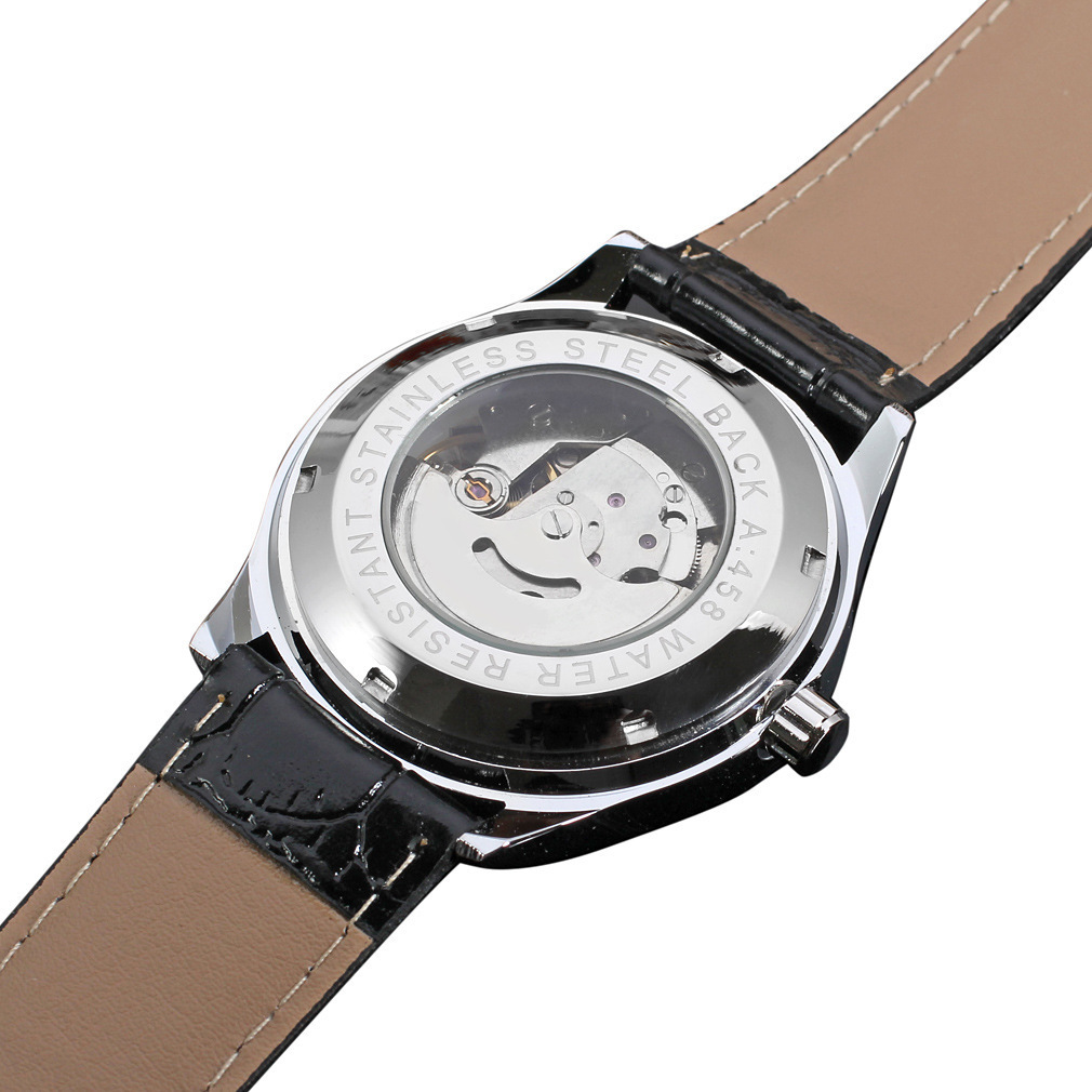 TWINNER Winner Watch Round Digital Mechanical Watch Leather Strap Wristwatch for Men and Women Automatic Mechanical Watch240123