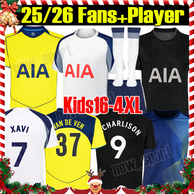 4XL 25/26 XAVI Soccer Jerseys MADDISON RICHARLISON J.PALHINHA JOHNSON ROMERO SOLANKE VAN DE VEN KULUSEVSKI VICARIO 2025 2026 TOT men kids kit socks set Football shirts