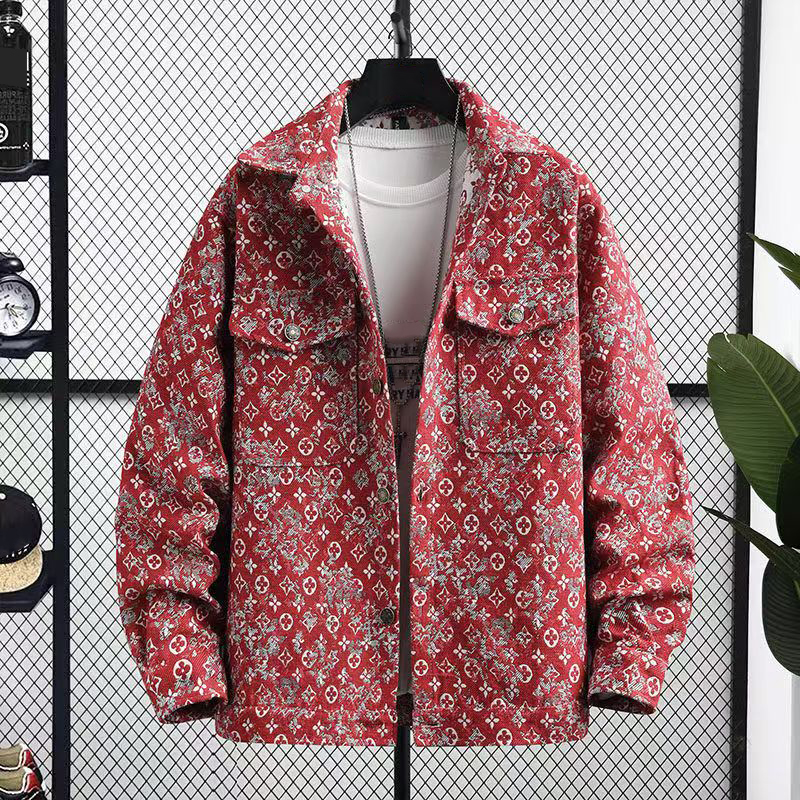 Casual Mens Jackets Denim Coats Casual Shirts Jacket Wind Coat Printed Thicks Outwears Man Tops Jackets Jeans Windbreaker Asian S-3XL