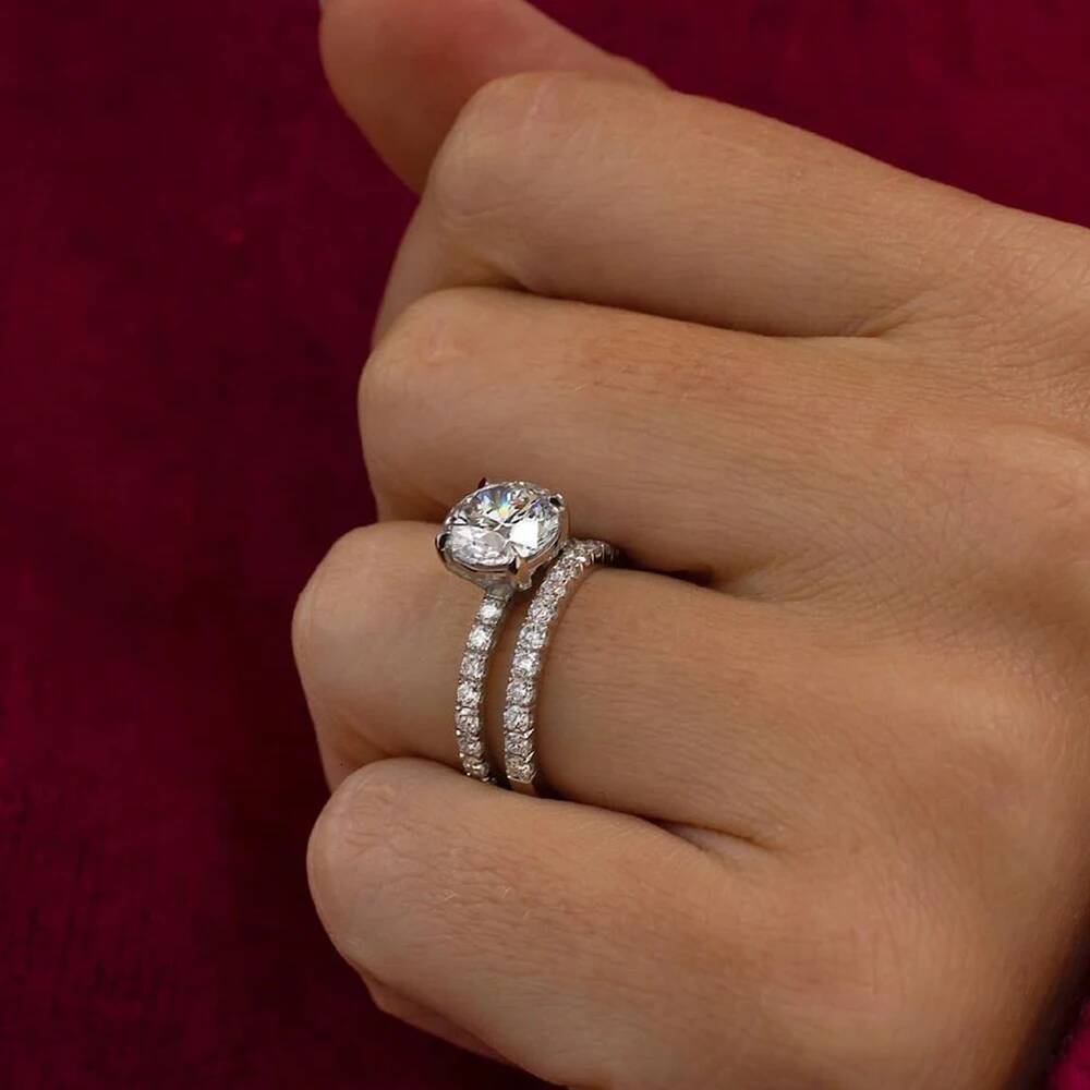 Full Moissanite Bridal Rings Set with Gra Certificate D Color Diamond Engagement Ring 925 Sterling Silver Wedding Band for Women